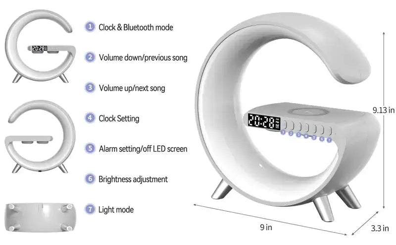 SmartGlow Lamp: Speaker & Wireless Charger in One